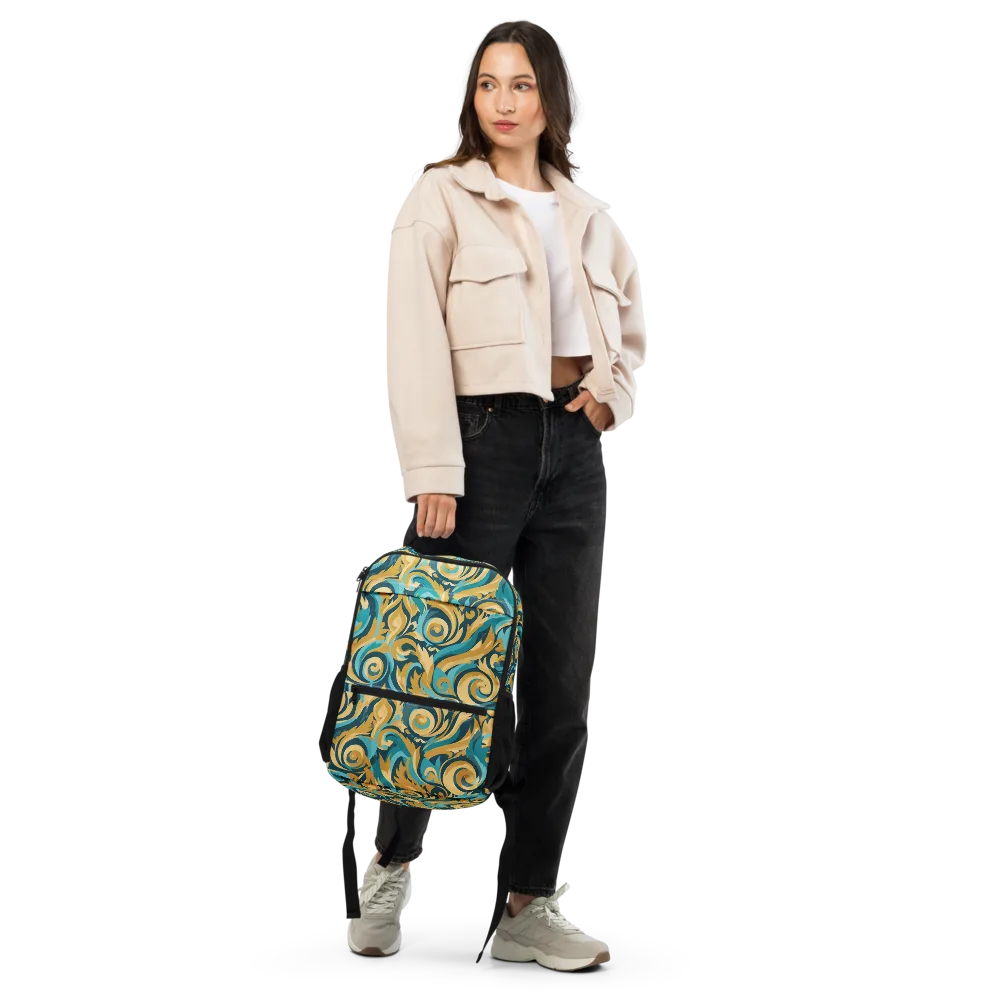 Turquoise Baroque on Utility Backpack — Front