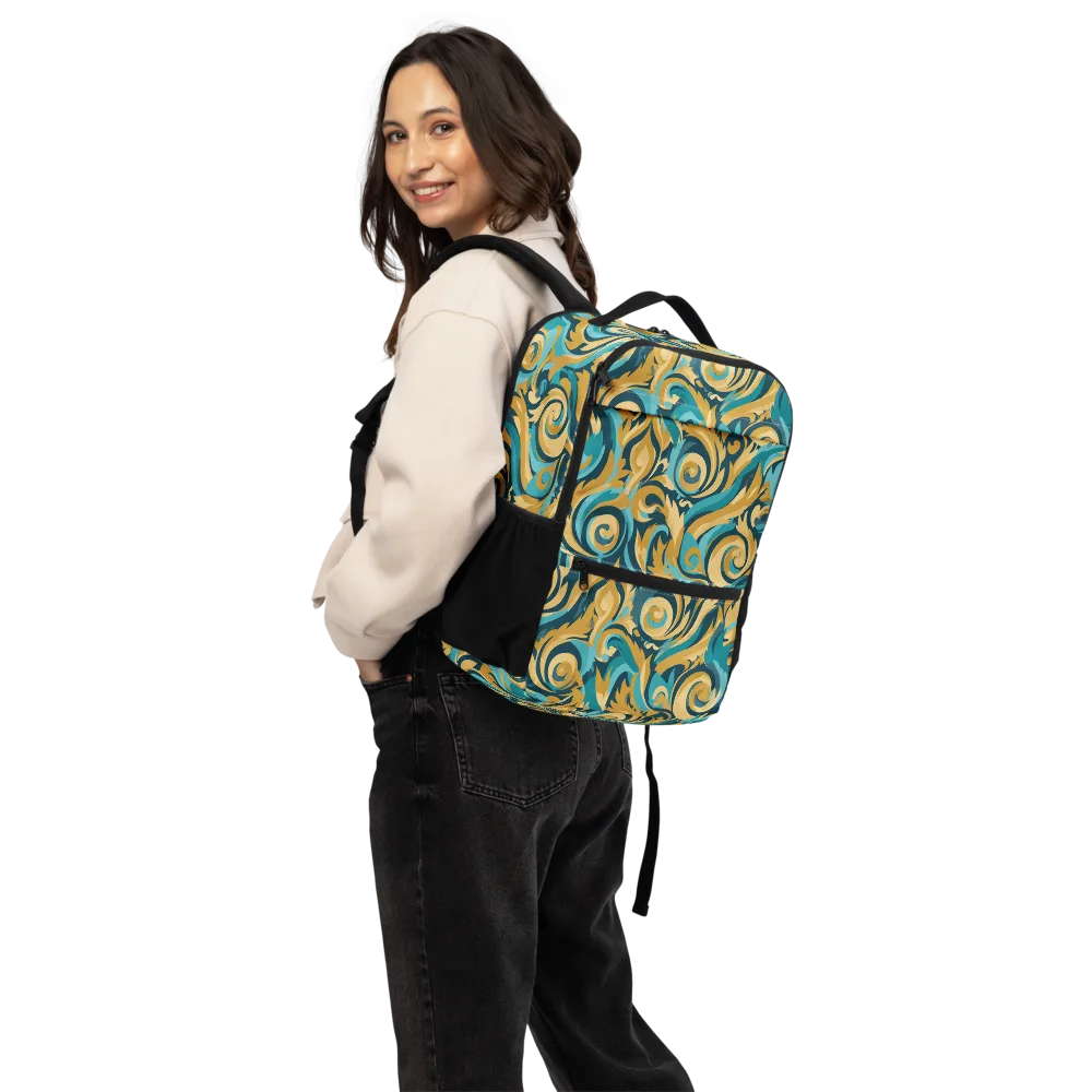 Turquoise Baroque on Utility Backpack — Back