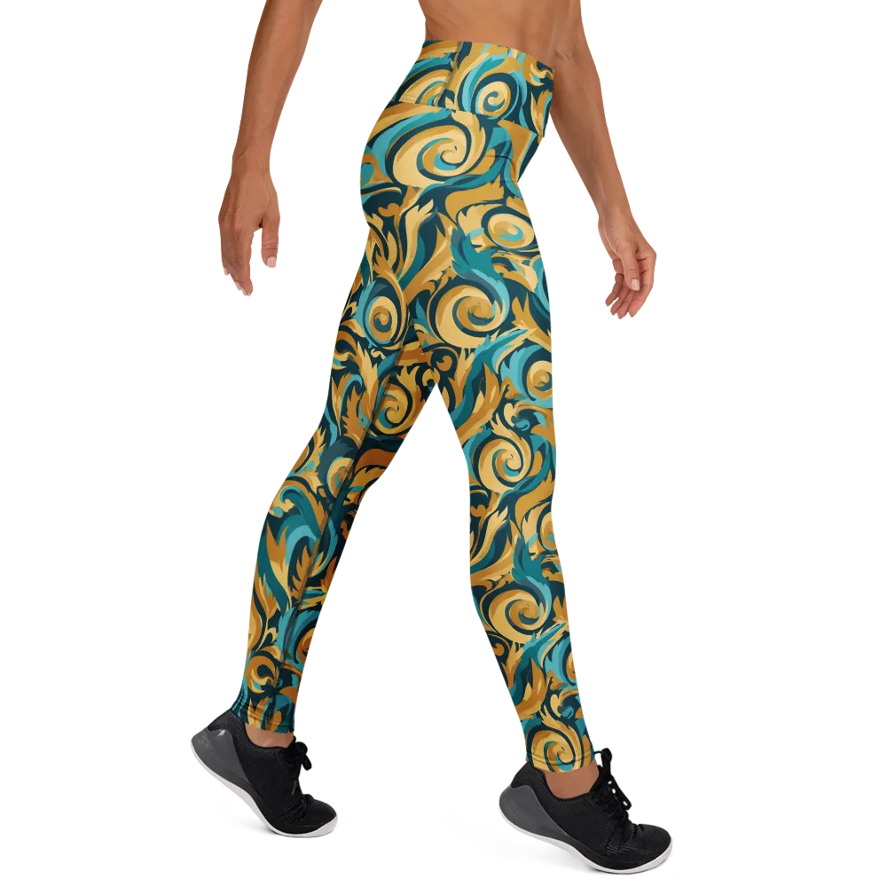 Turquoise Baroque on Yoga Leggings — Right