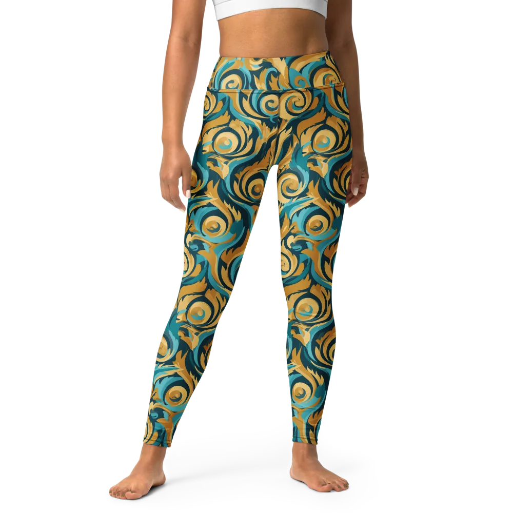 Turquoise Baroque on Yoga Leggings — Front