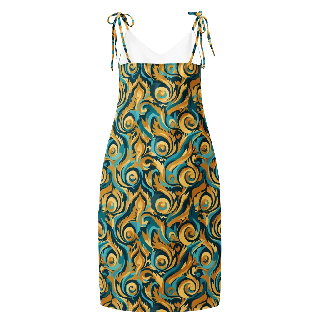 Turquoise Baroque on Slip Dress — Back