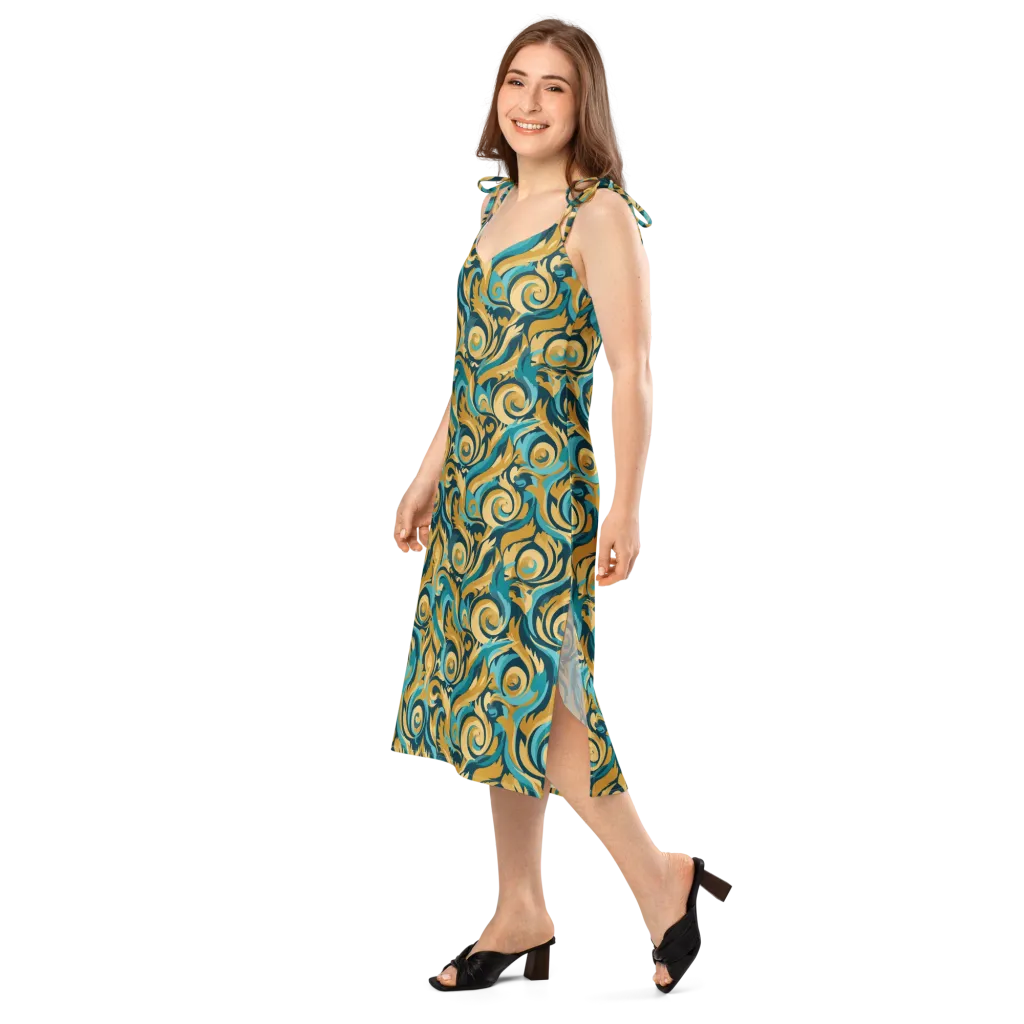 Turquoise Baroque on Slip Dress — Left Front