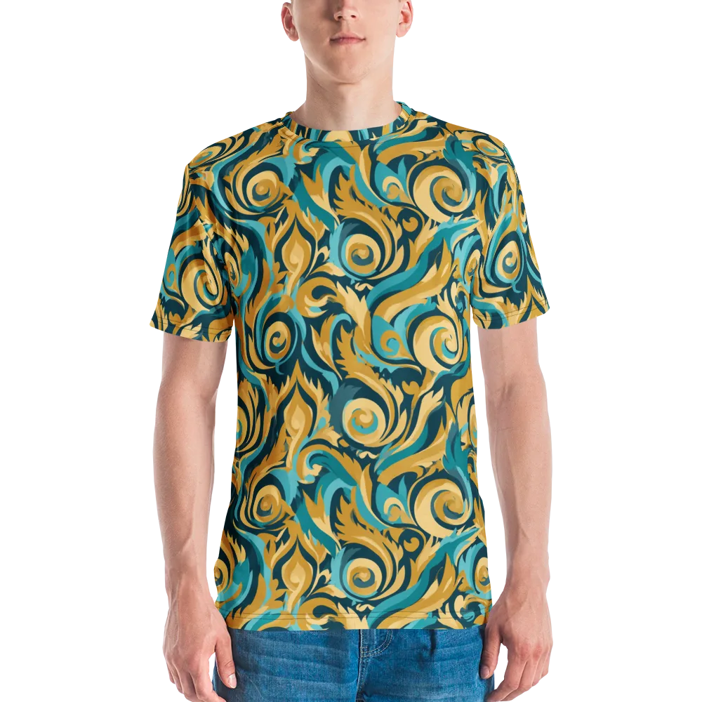 Turquoise Baroque on Men's Crew Neck T-Shirt — Front