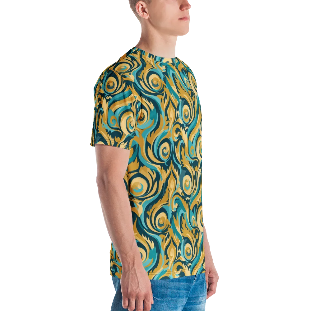 Turquoise Baroque on Men's Crew Neck T-Shirt — Right