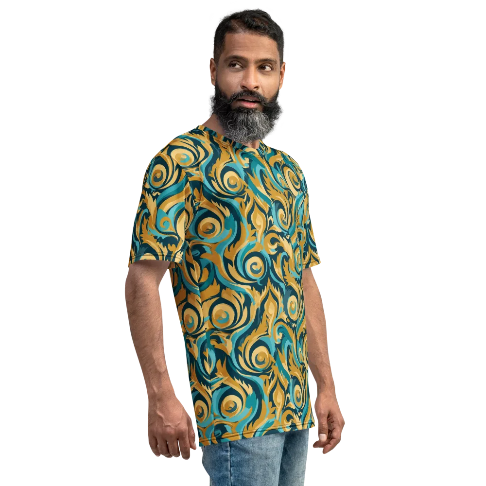 Turquoise Baroque on Men's Crew Neck T-Shirt — Right