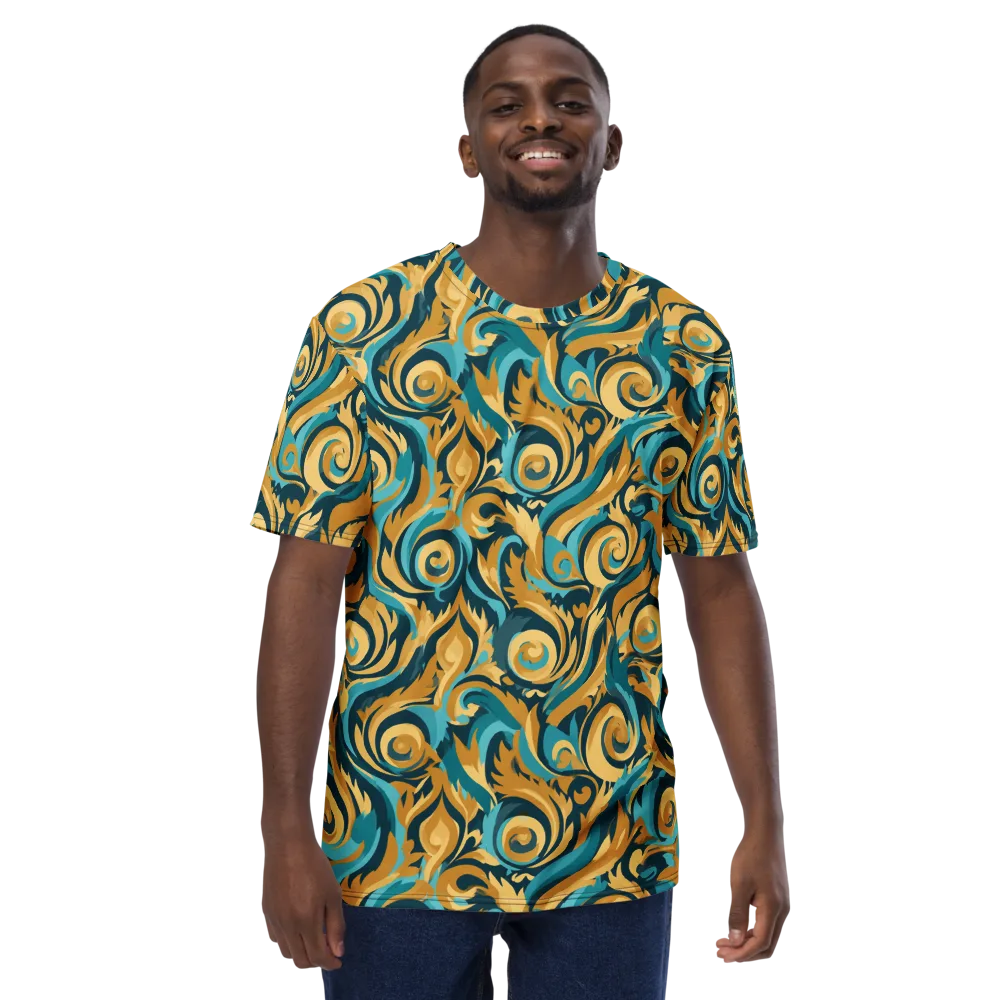 Turquoise Baroque on Men's Crew Neck T-Shirt — Front