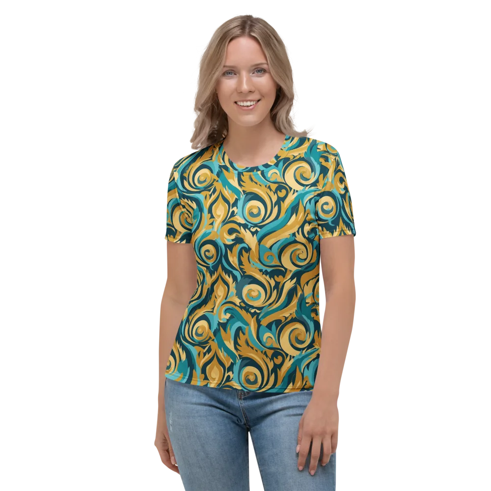 Turquoise Baroque on Women's Crew Neck T-Shirt — Front