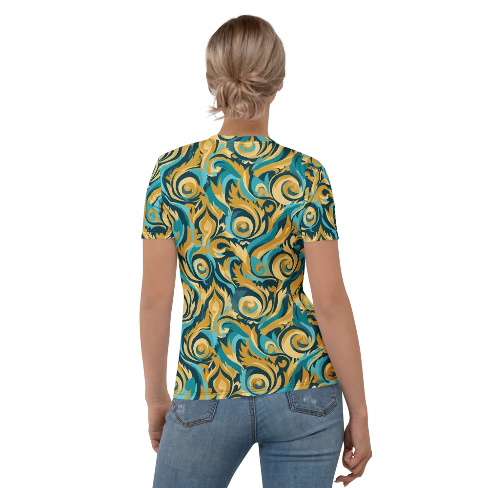 Turquoise Baroque on Women's Crew Neck T-Shirt — Back