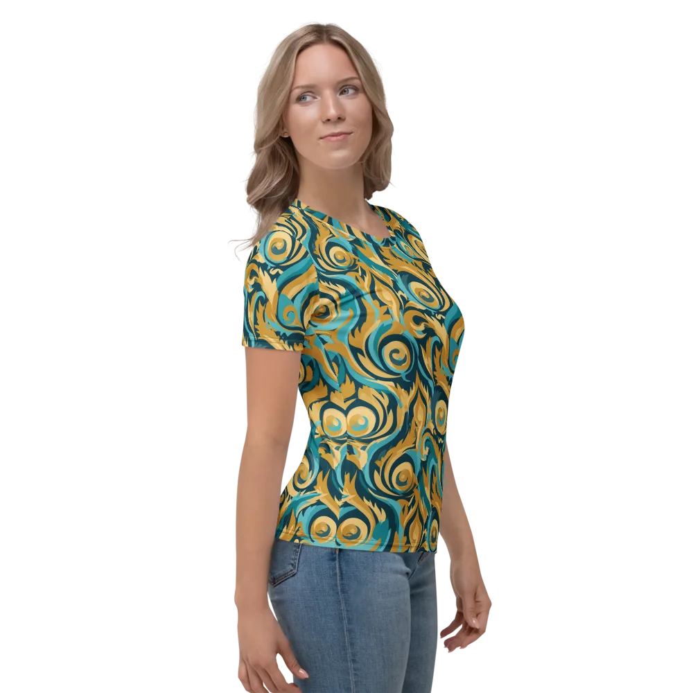 Turquoise Baroque on Women's Crew Neck T-Shirt — Right