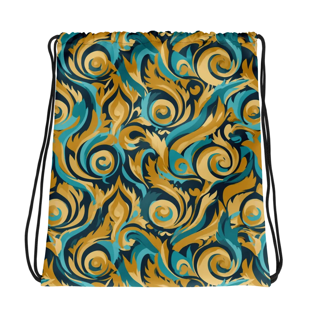 Turquoise Baroque on Drawstring Bag — Photo