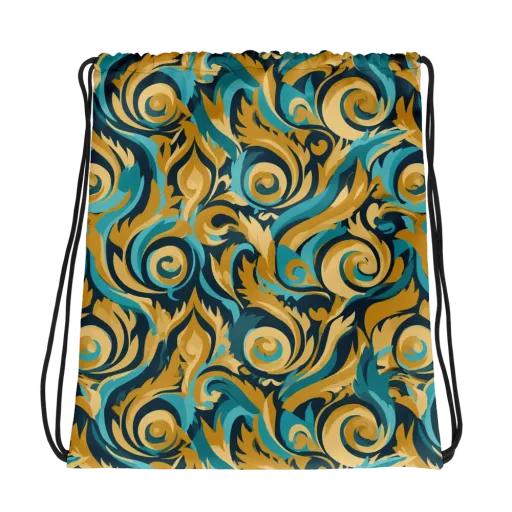 Turquoise Baroque on a Drawstring Bag