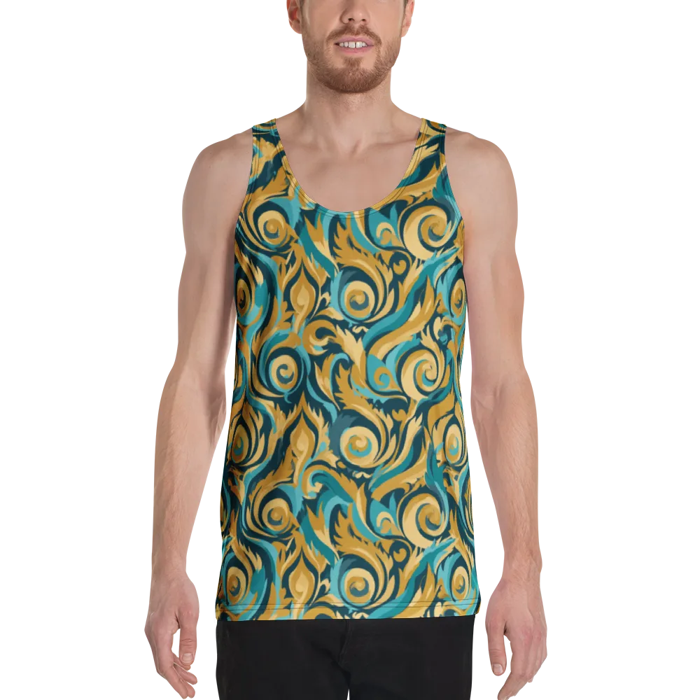 Turquoise Baroque on Men's Tank Top — Front