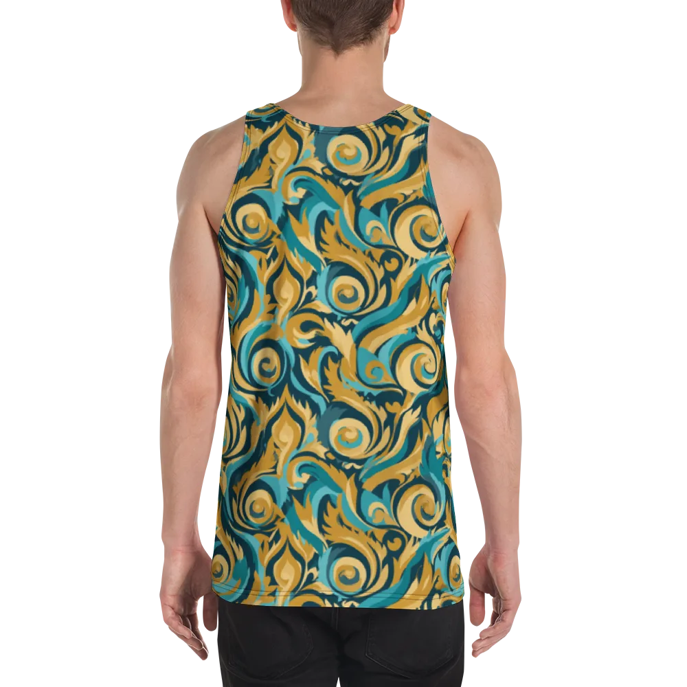Turquoise Baroque on Men's Tank Top — Back