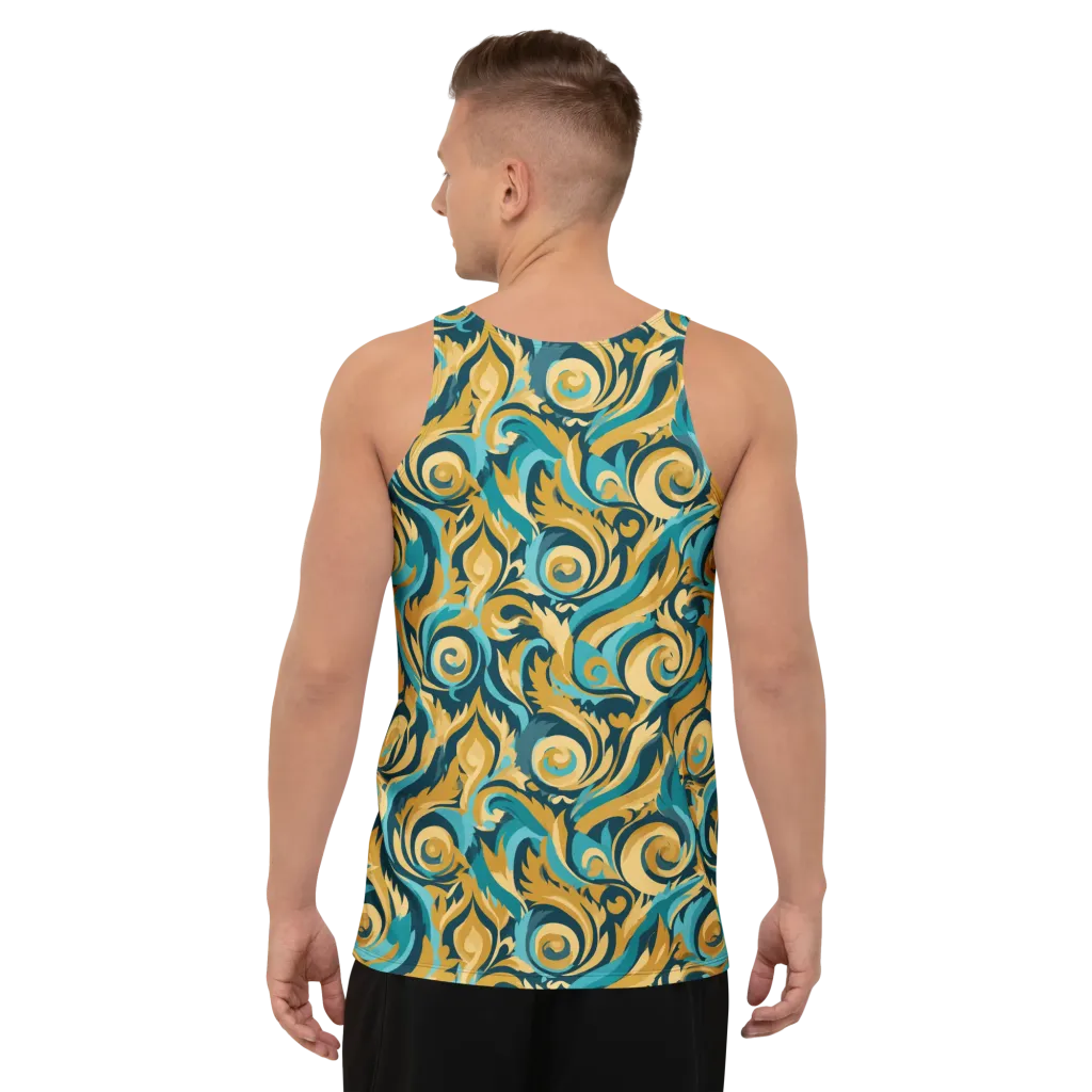 Turquoise Baroque on Men's Tank Top — Back