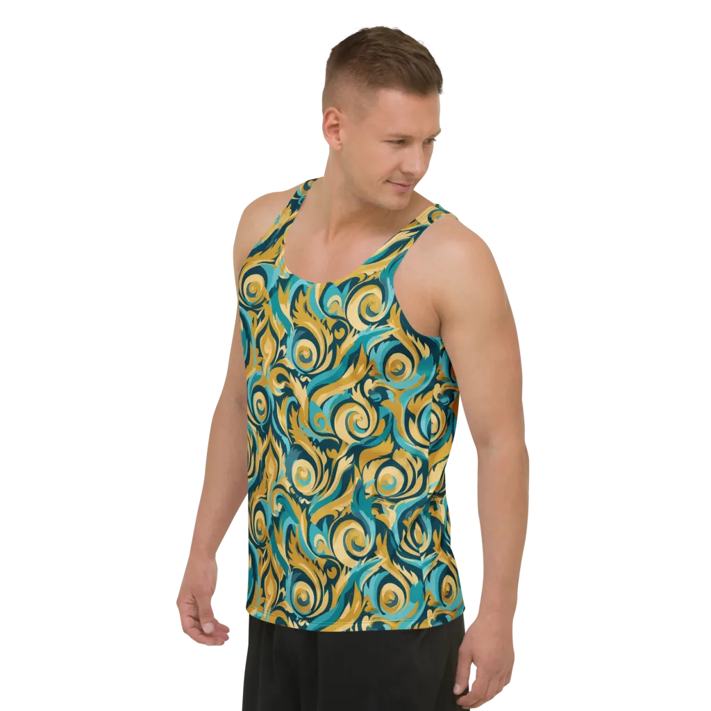 Turquoise Baroque on Men's Tank Top — Left Front