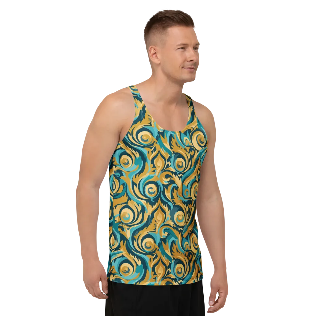 Turquoise Baroque on Men's Tank Top — Right Front