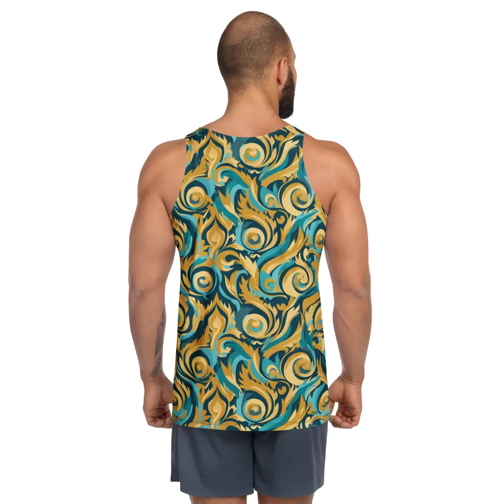 Turquoise Baroque on Men's Tank Top — Back