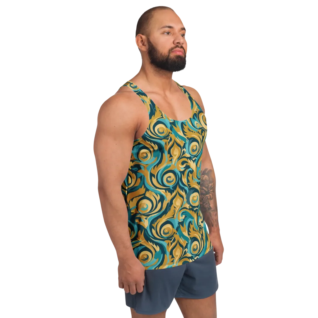 Turquoise Baroque on Men's Tank Top — Right Front