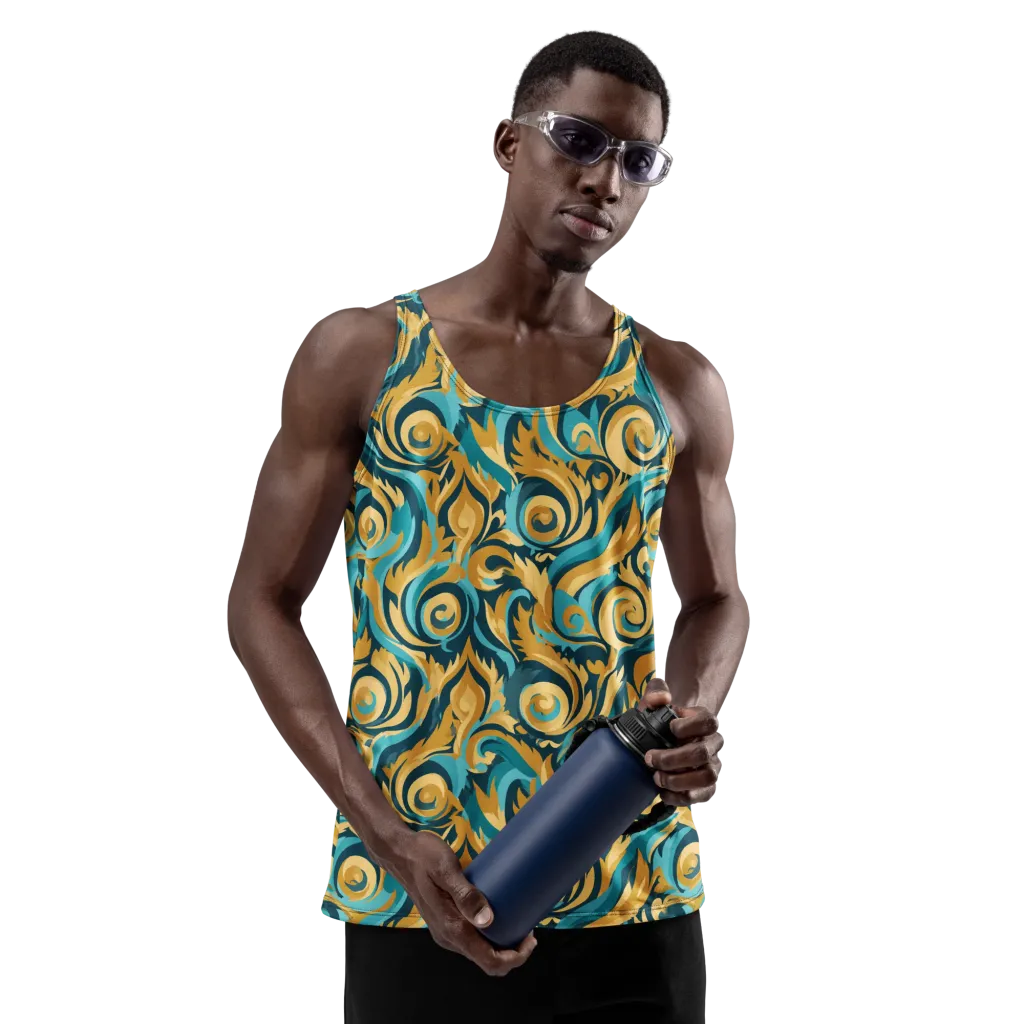 Turquoise Baroque on Men's Tank Top — Front