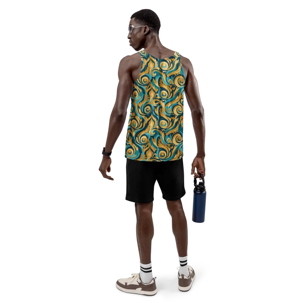Turquoise Baroque on Men's Tank Top — Back