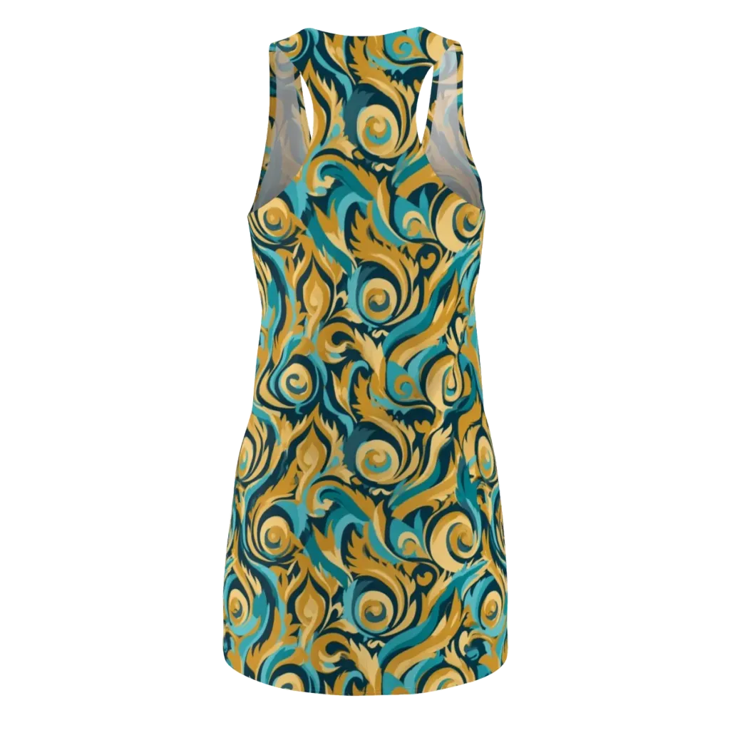 Turquoise Baroque on Racerback Dress — Back