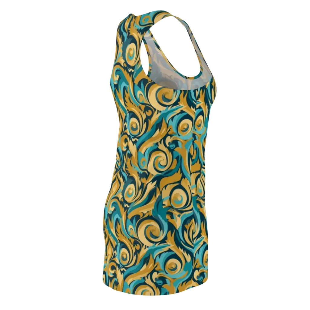 Turquoise Baroque on Racerback Dress — Back Side