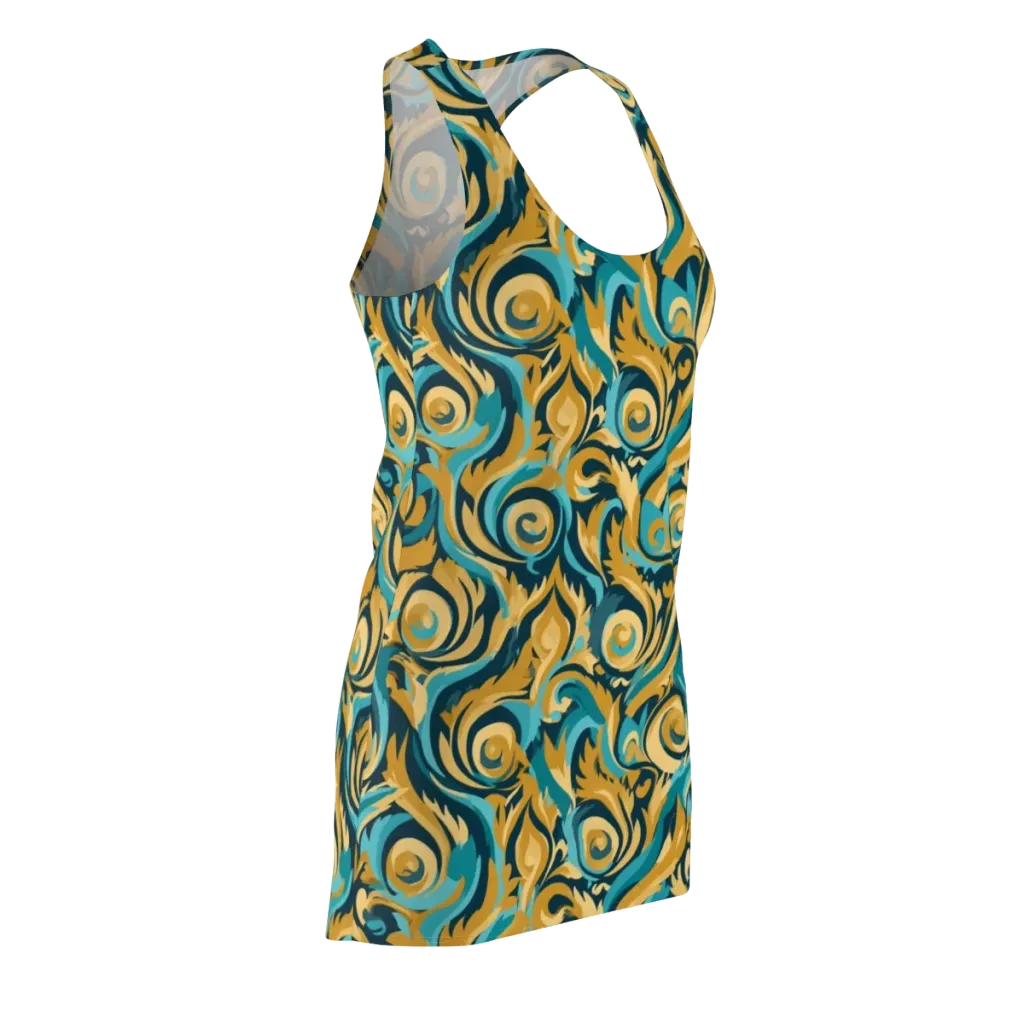 Turquoise Baroque on Racerback Dress — Front Side
