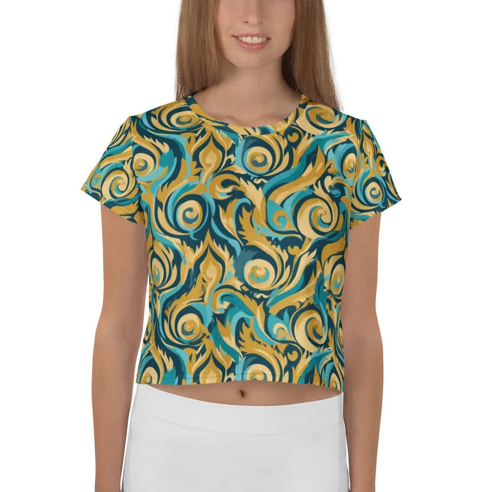 Turquoise Baroque on Crop Tee — Front