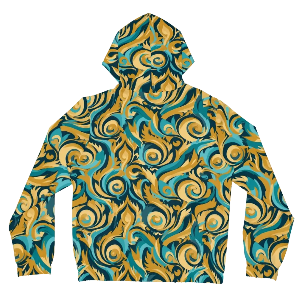 Turquoise Baroque on Women's Full-Zip Hoodie — Back