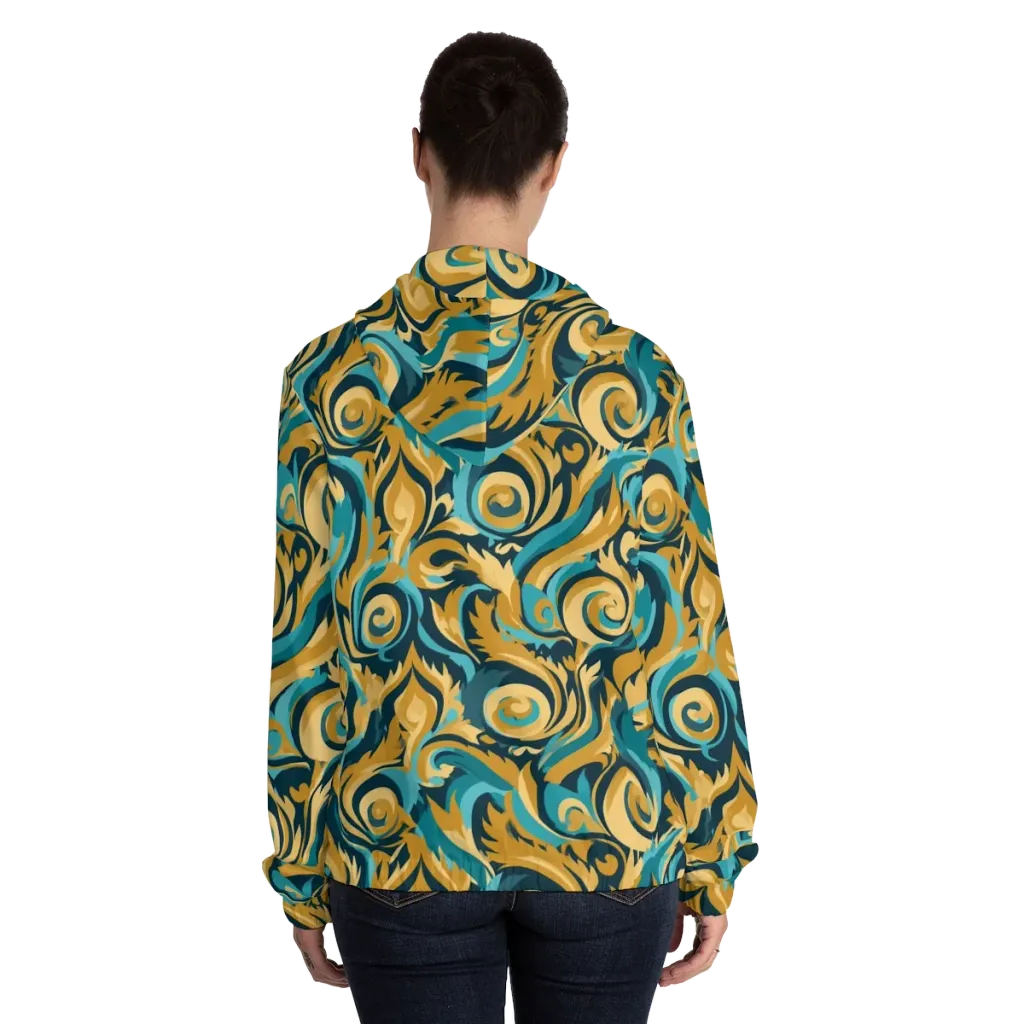 Turquoise Baroque on Women's Full-Zip Hoodie — Back On Person