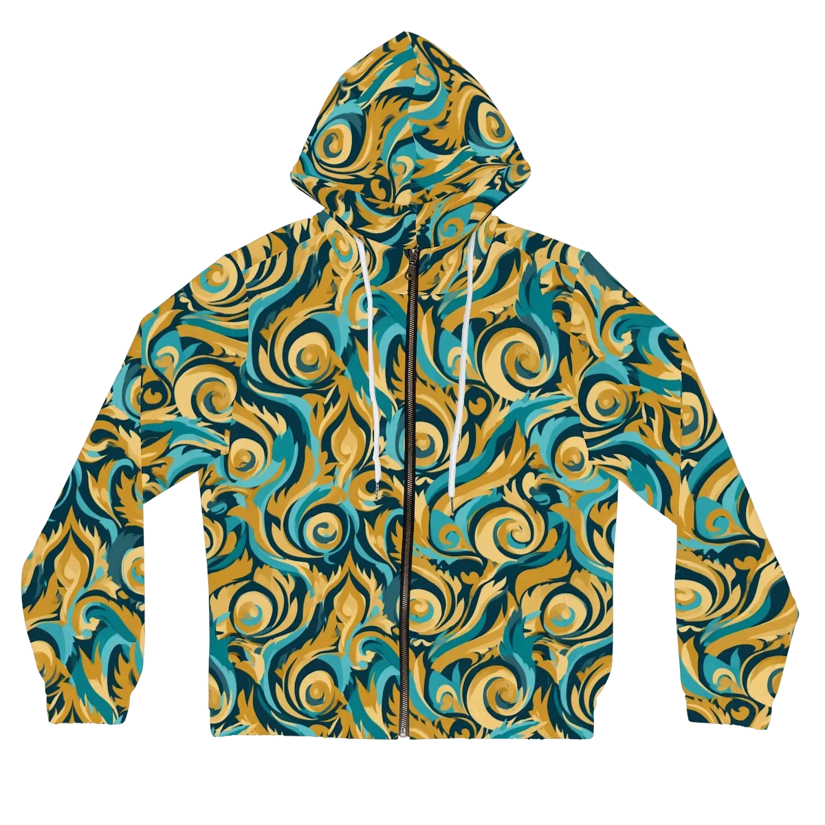 Turquoise Baroque on Women's Full-Zip Hoodie — Front