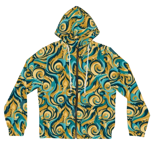 Turquoise Baroque on a Women's Full-Zip Hoodie