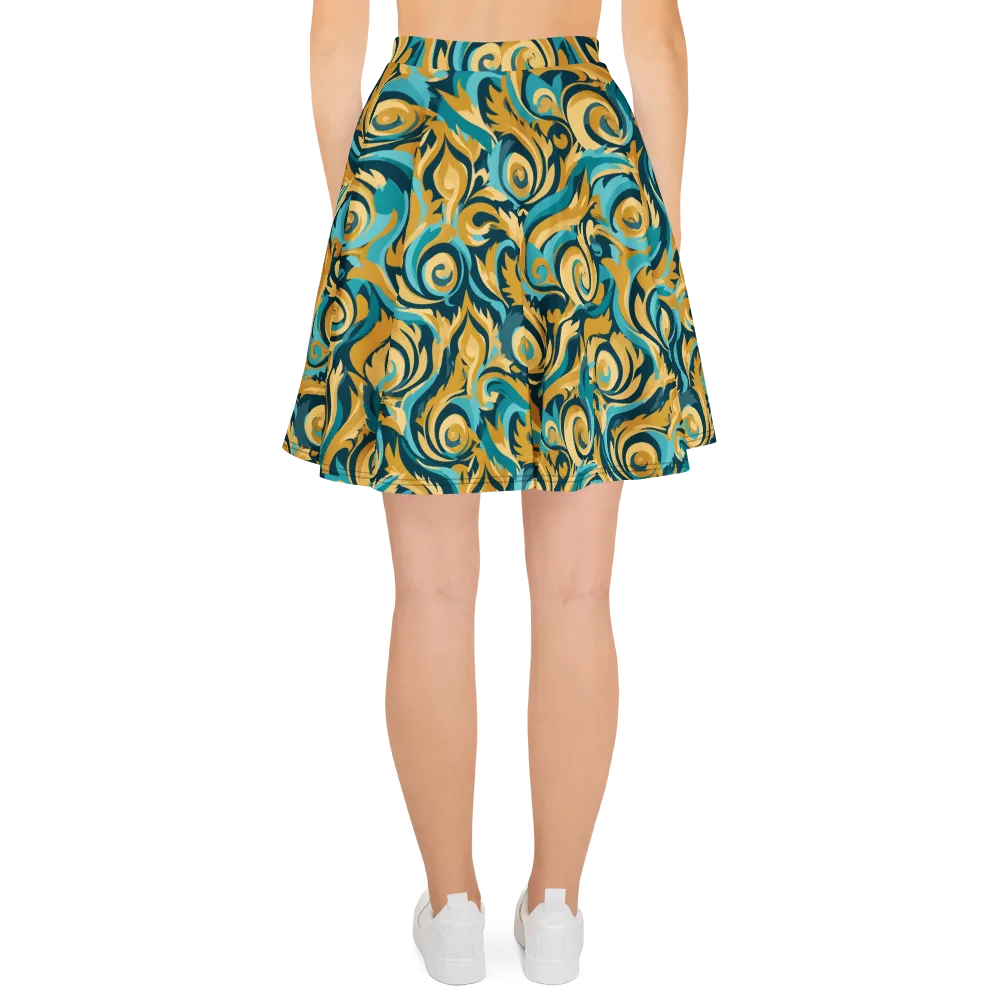 Turquoise Baroque on Skater Skirt — Back