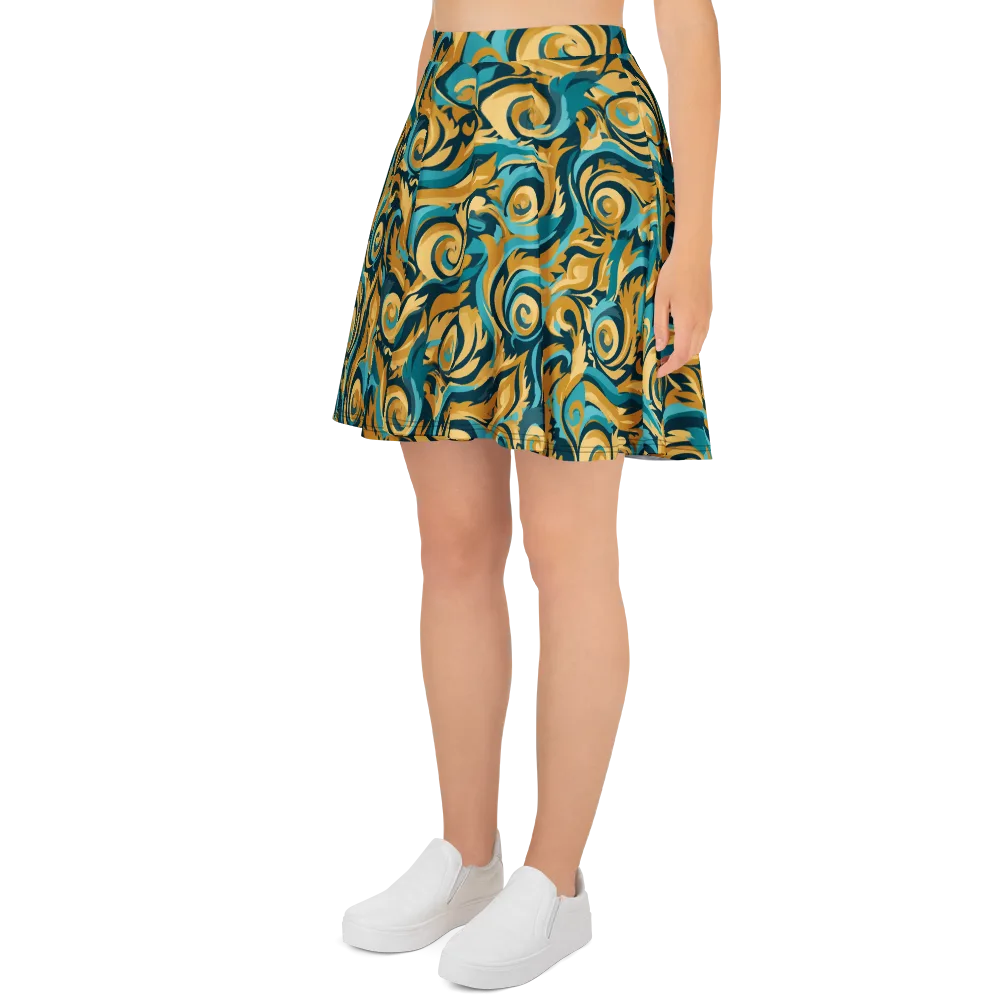 Turquoise Baroque on Skater Skirt — Left