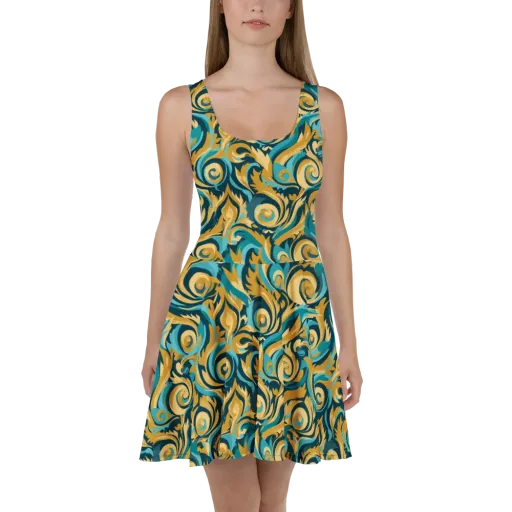Turquoise Baroque on a Skater Dress