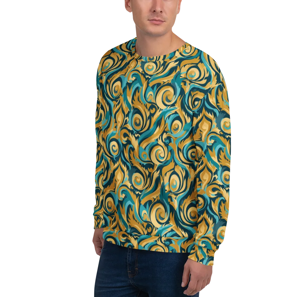 Turquoise Baroque on Sweatshirt — Left Front