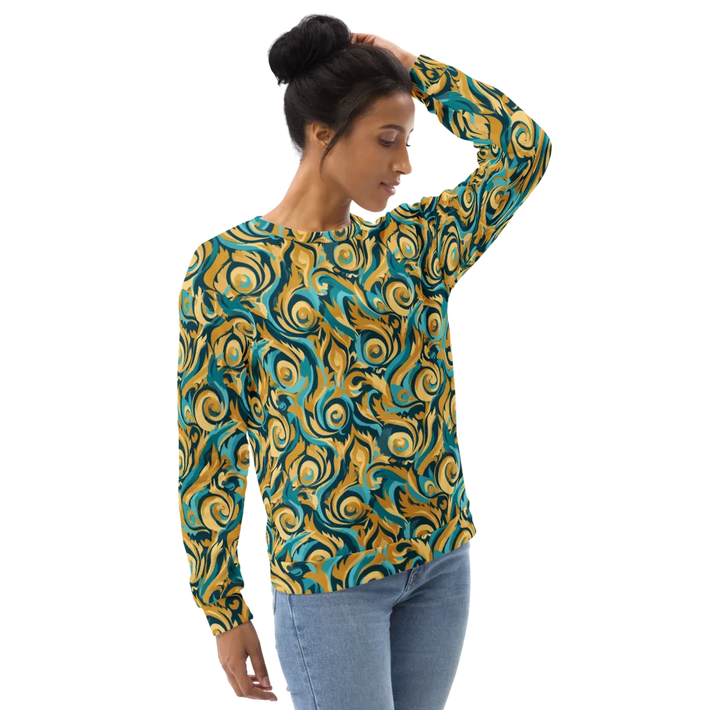 Turquoise Baroque on Sweatshirt — Right Front