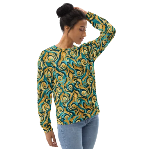 Turquoise Baroque on a Sweatshirt