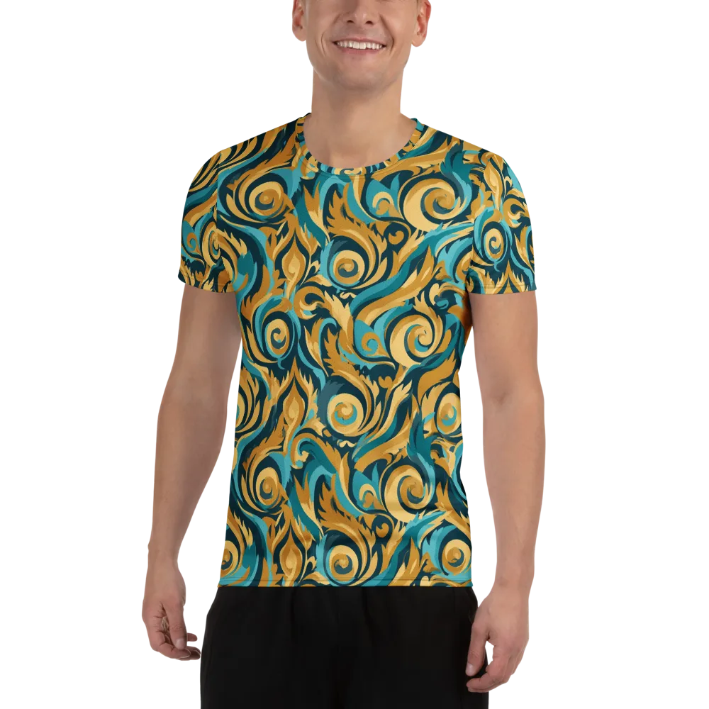 Turquoise Baroque on Men's Athletic T-Shirt — Front