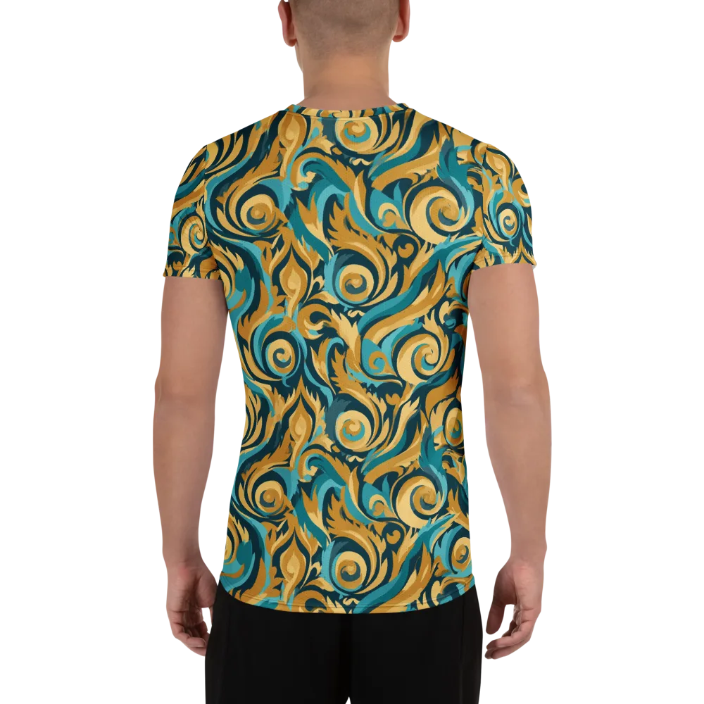 Turquoise Baroque on Men's Athletic T-Shirt — Back