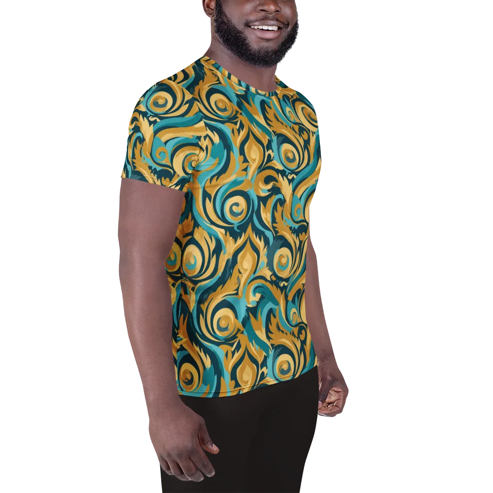 Turquoise Baroque on Men's Athletic T-Shirt — Right