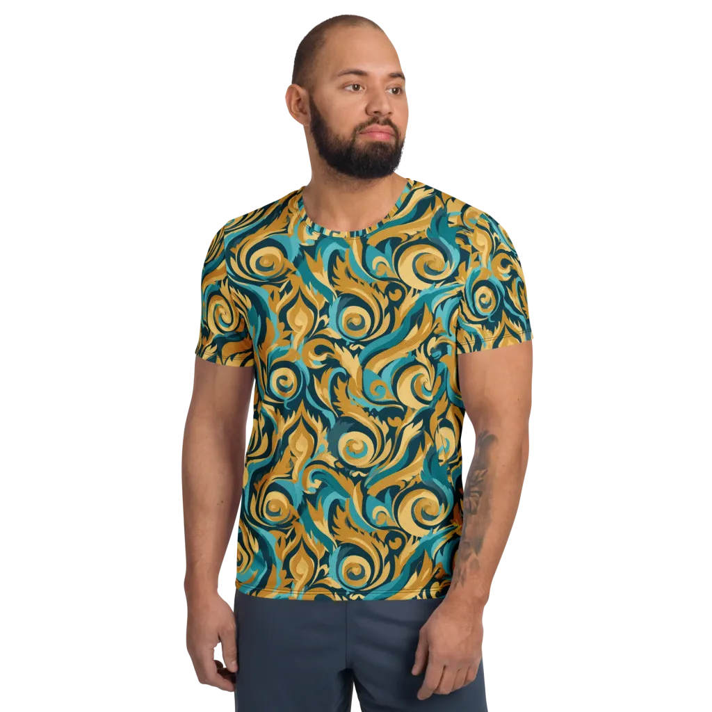 Turquoise Baroque on Men's Athletic T-Shirt — Front