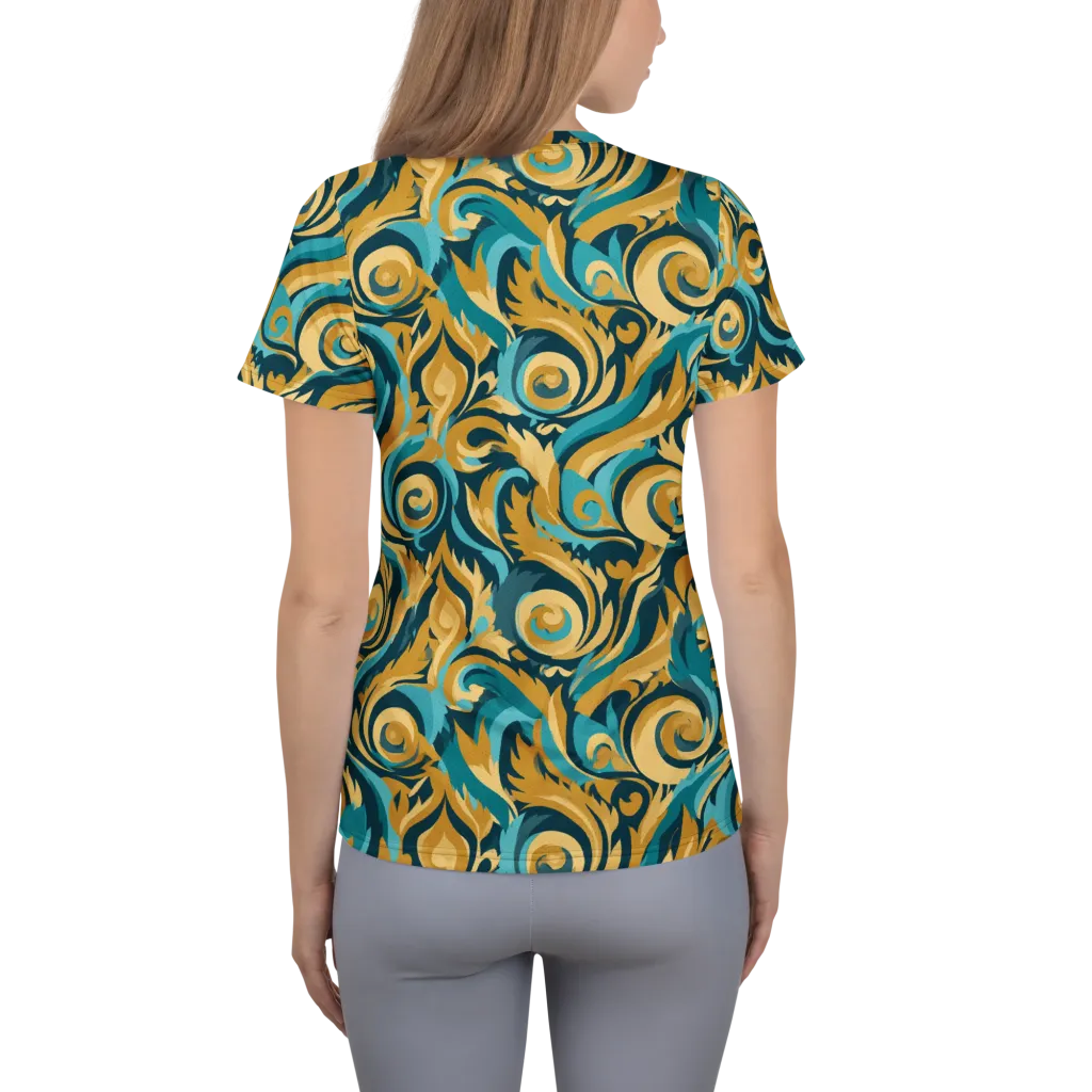 Turquoise Baroque on Women's Athletic T-Shirt — Back