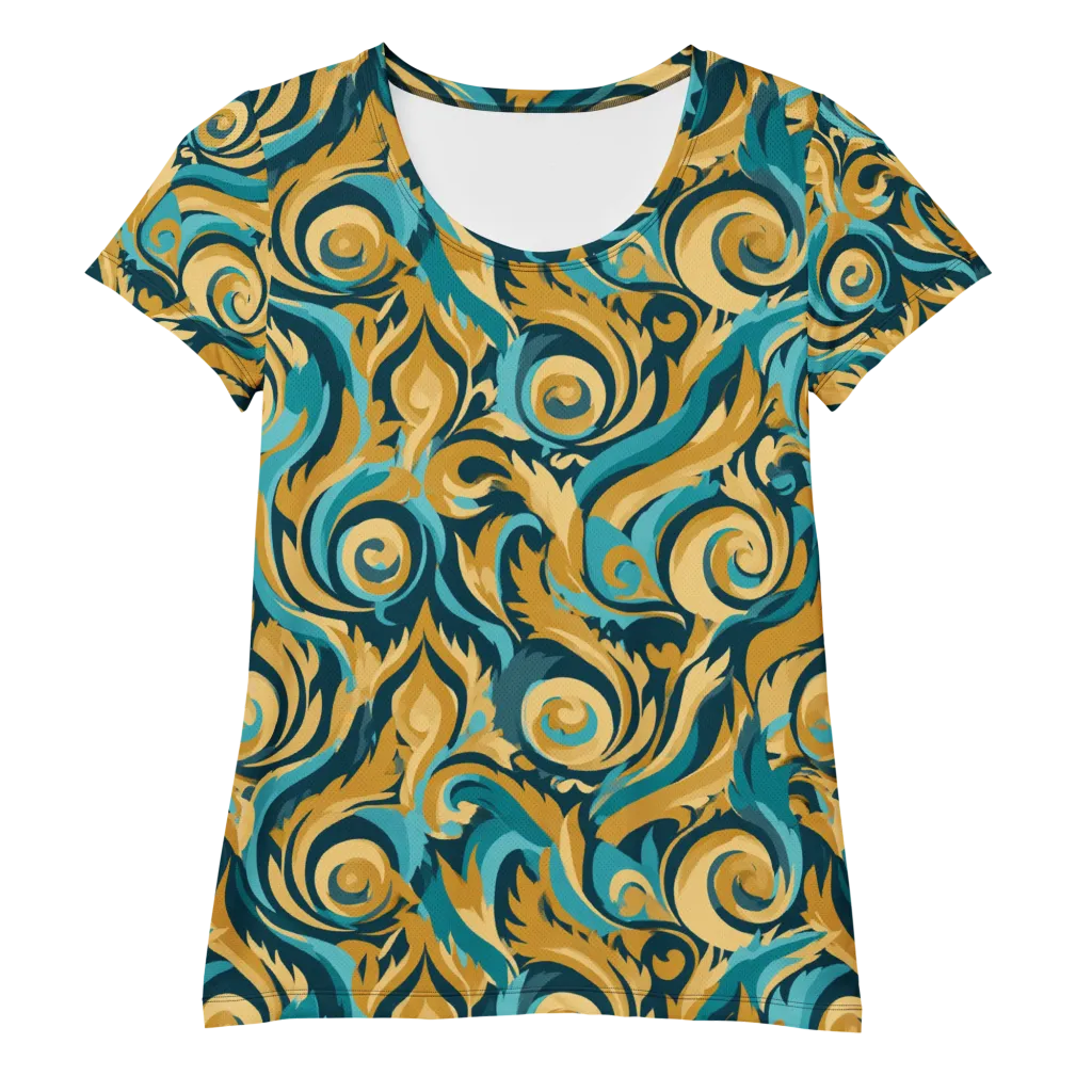 Turquoise Baroque on Women's Athletic T-Shirt — Front