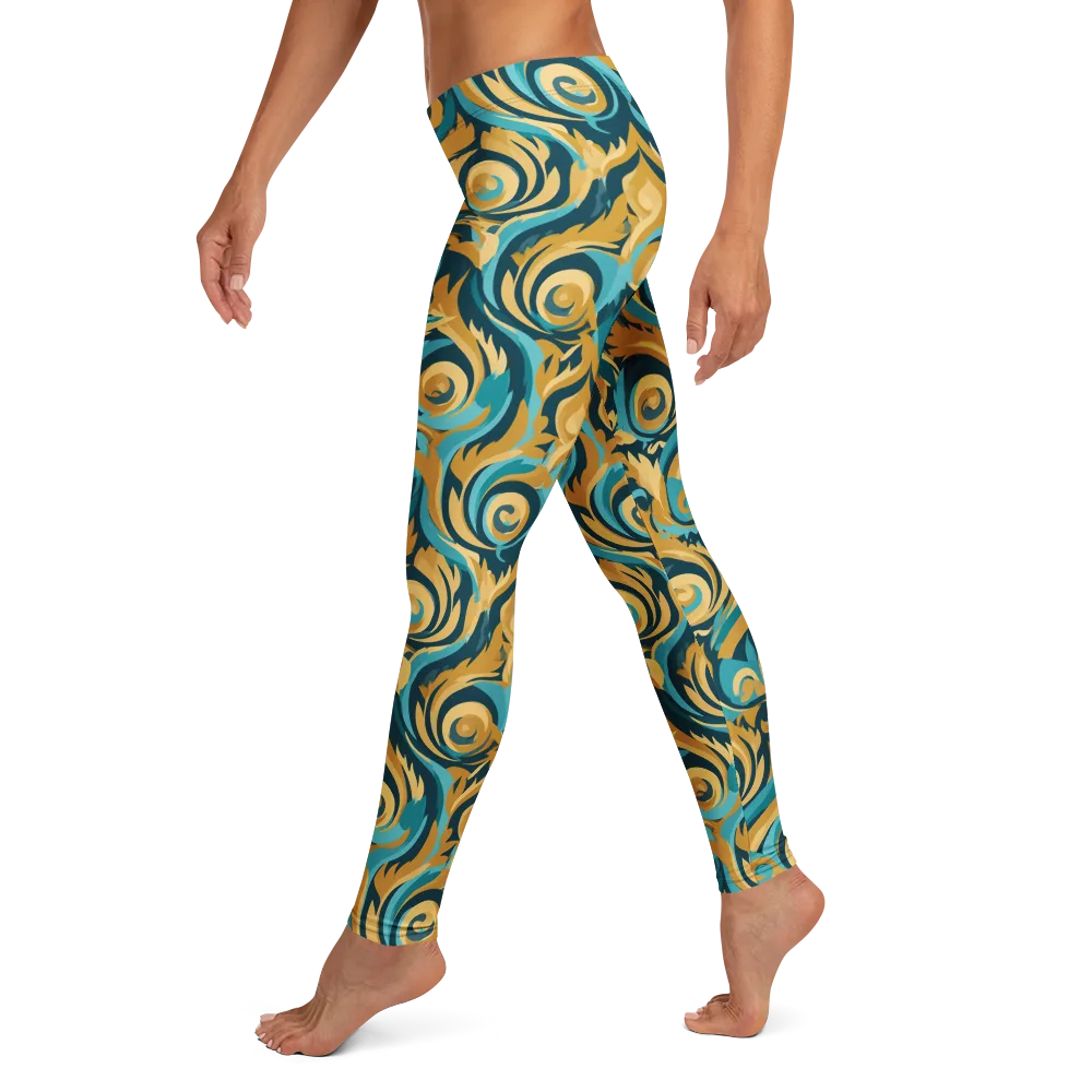 Turquoise Baroque on Leggings — Left