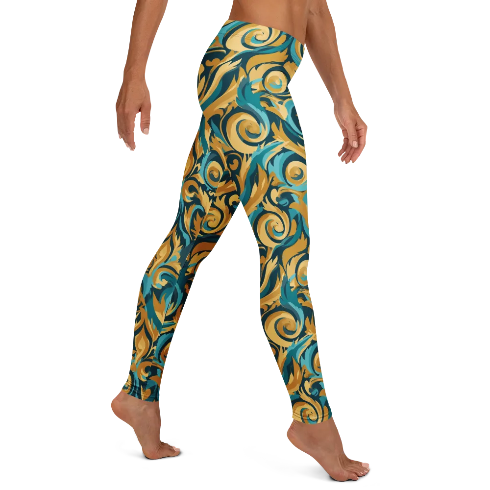 Turquoise Baroque on Leggings — Right