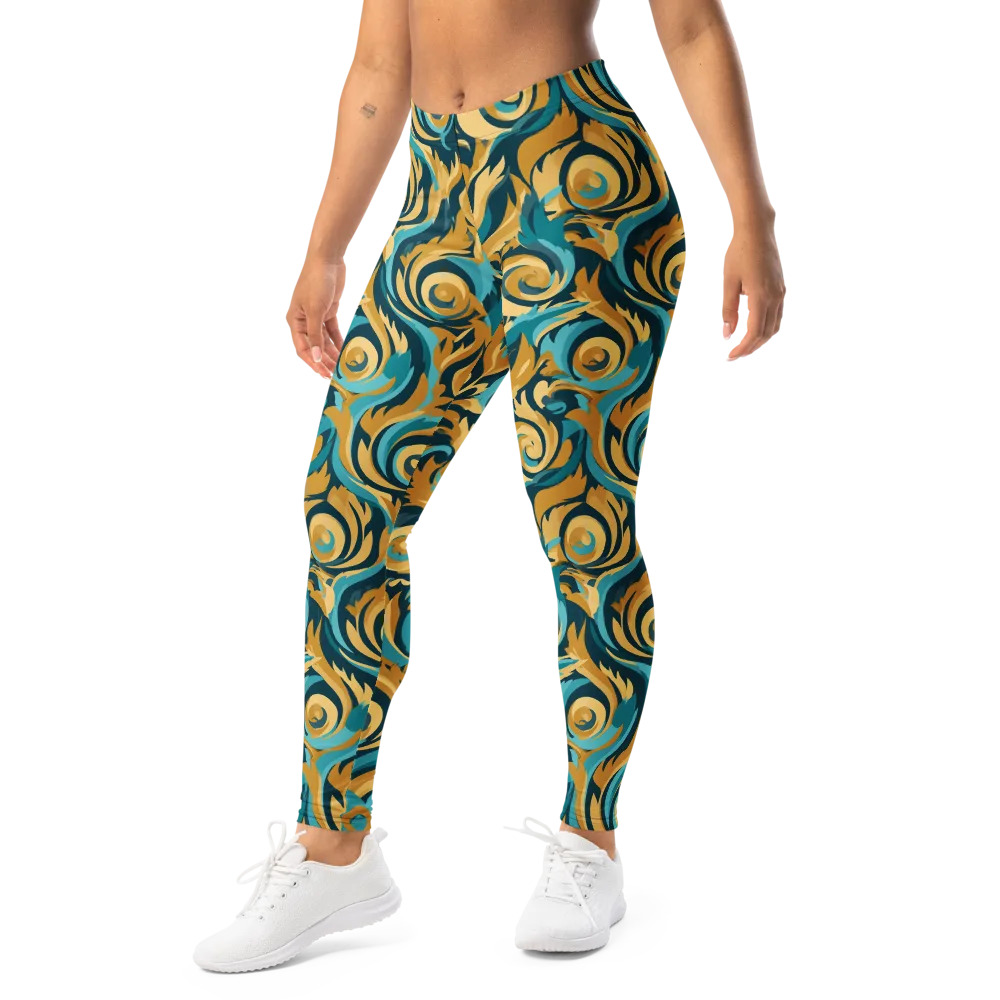 Turquoise Baroque on Leggings — Left Front