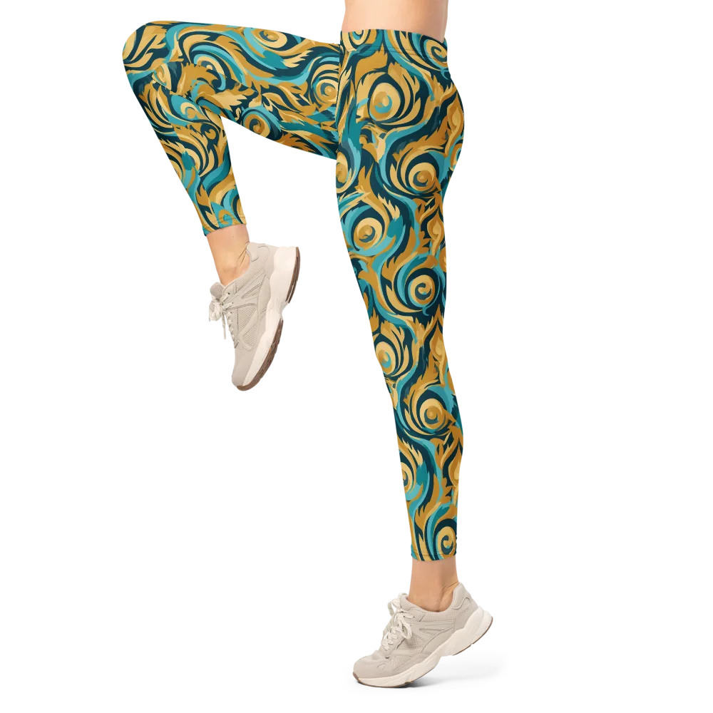Turquoise Baroque on Leggings — Left