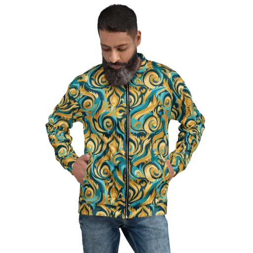 Turquoise Baroque on a Bomber Jacket