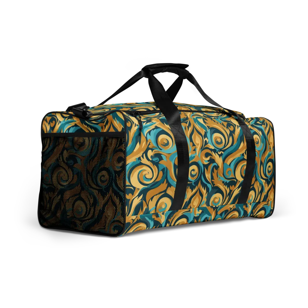 Turquoise Baroque on Duffle Bag — Right Front
